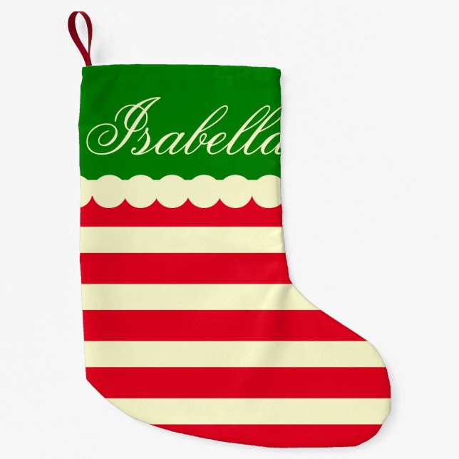 Calcetín Navideño Pequeño Navidades de personalizable en Stripey (Anverso)