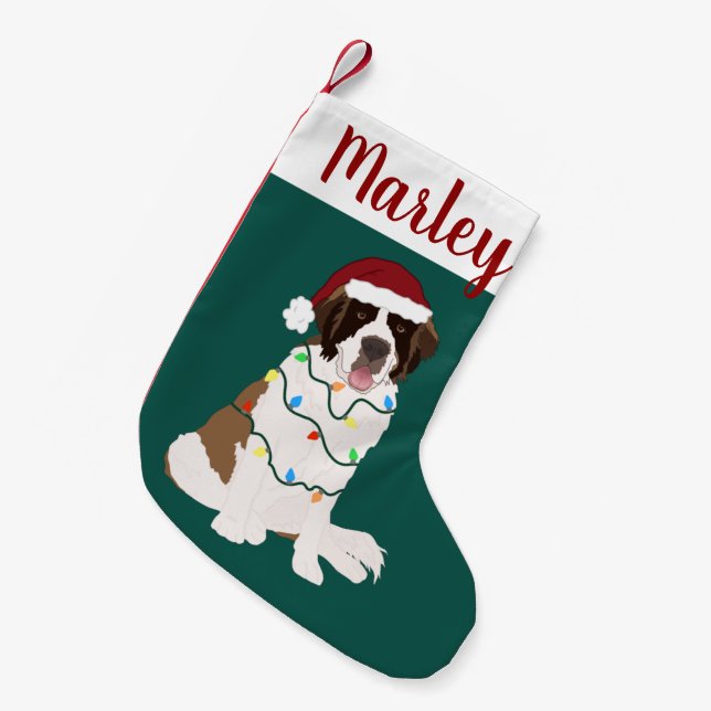 Calcetín Navideño Pequeño Navidades de personalizable San Bernard (Frente (Colgado))