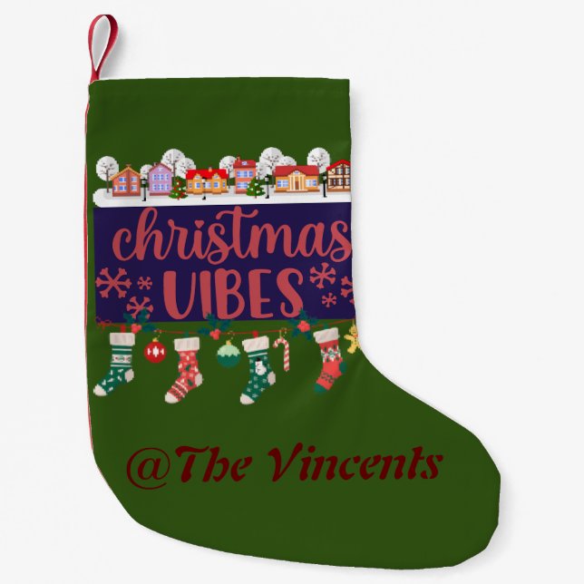 Calcetín Navideño Pequeño Navidades de personalizable Vibes Stockings (Anverso)
