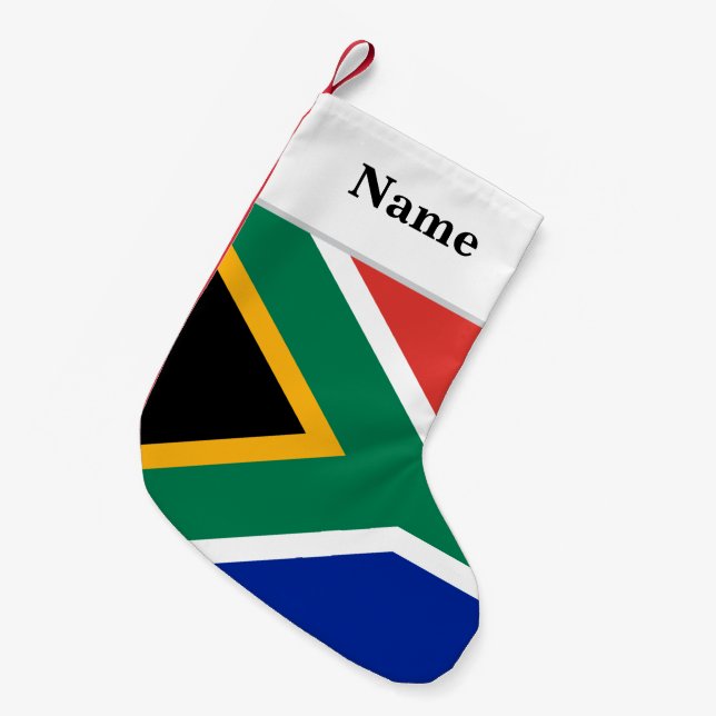 Calcetín Navideño Pequeño Navidades de personalizados de bandera de Sudáfric (Frente (Colgado))