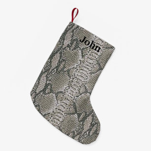 Calcetín Navideño Pequeño Navidades de piel de serpiente de plata personaliz