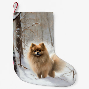 Calcetín Navideño Pequeño Navidades de Pomeranian Let It Snow