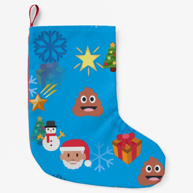 Calcetín Navideño Pequeño navidades de poop de emoji navidad (Anverso)