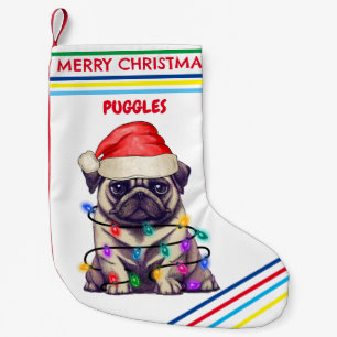 Calcetín Navideño Pequeño NAVIDADES de PUG con nombre.