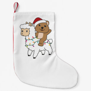 Calcetín Navideño Pequeño Navidades de Quokka Llama Niegan a los animales de