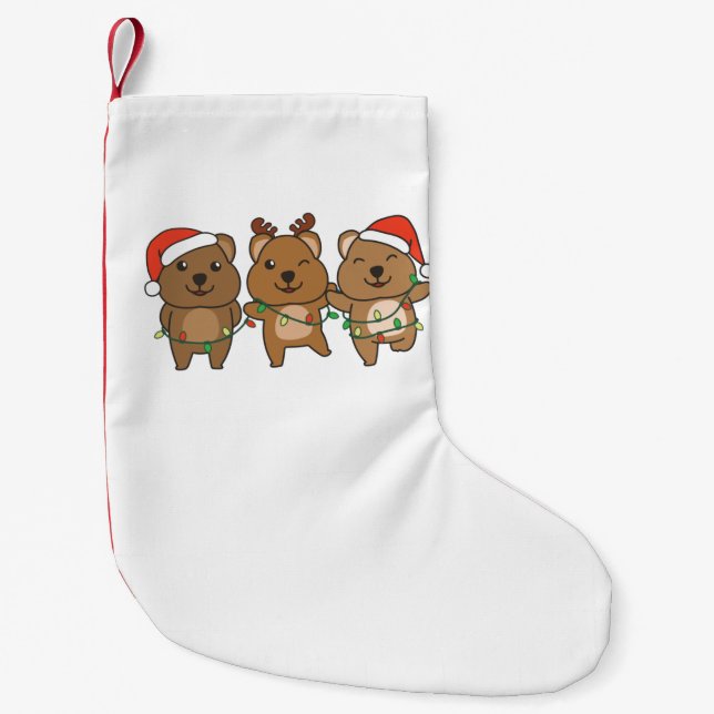 Calcetín Navideño Pequeño Navidades de Quokka Navidades Animales Cute Quokka (Anverso)