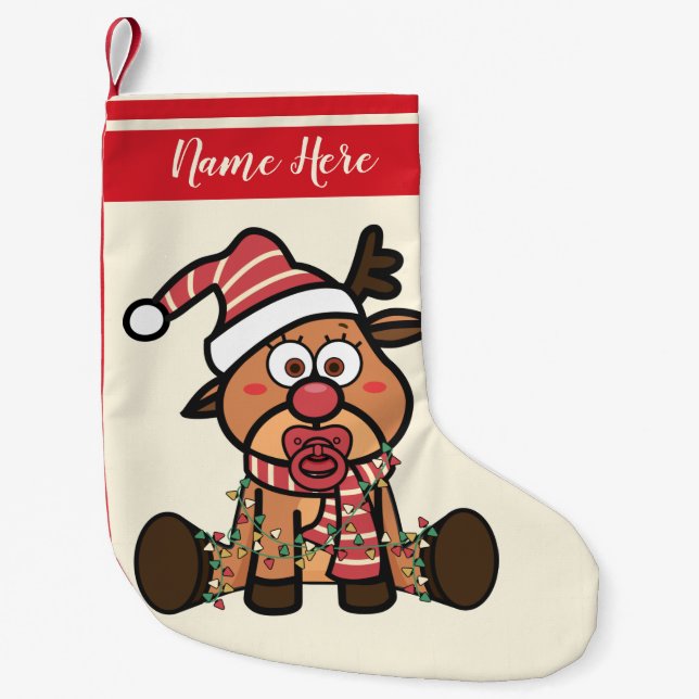 Calcetín Navideño Pequeño Navidades de renos pequeños (Anverso)