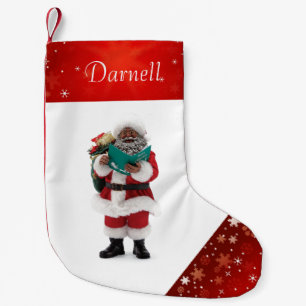 Calcetín Navideño Pequeño Navidades de Santa Personalizado afroamericanos se