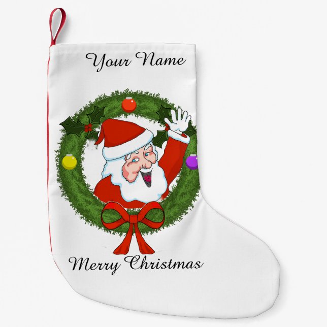 Calcetín Navideño Pequeño Navidades de Santa Stocking (Personalizable) (Anverso)
