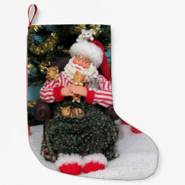 Calcetín Navideño Pequeño Navidades de Santa y Kitts durmiendo se levantan