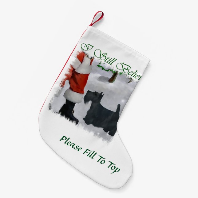 Calcetín Navideño Pequeño Navidades de Scottish Terrier Belig (Frente (Colgado))