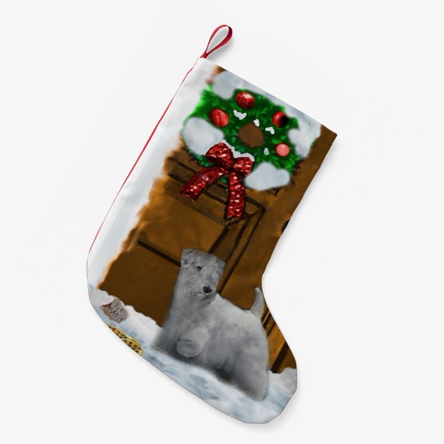 Calcetín Navideño Pequeño Navidades de Sealyham Terrier (Frente (Colgado))