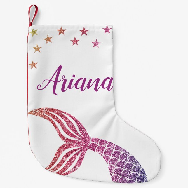 Calcetín Navideño Pequeño Navidades de sirena personalizados (Anverso)