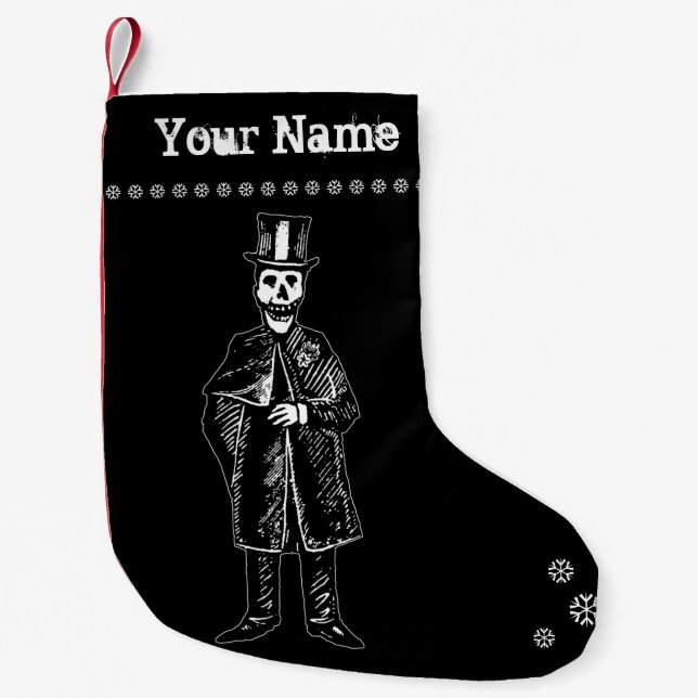 Calcetín Navideño Pequeño Navidades de Skeleton Groom Stocking (Personalizar (Anverso)