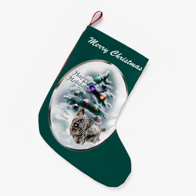 Calcetín Navideño Pequeño Navidades de Skye Terrier (Frente (Colgado))
