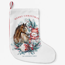 Calcetín Navideño Pequeño Navidades de snowman acuarela elegante