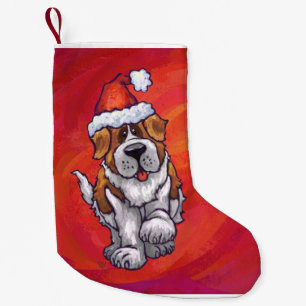 Calcetín Navideño Pequeño Navidades De St. Bernard En Rojo