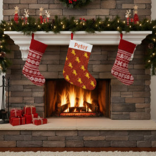 Calcetín Navideño Pequeño Navidades de Tartán Rojo Personalizados descansand