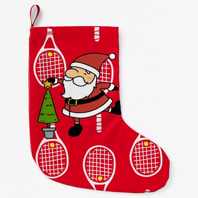 Calcetín Navideño Pequeño Navidades de tenis con Santa Claus (Anverso)