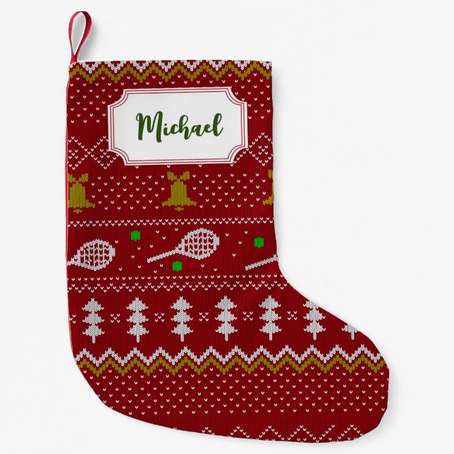 Calcetín Navideño Pequeño Navidades de tenis Patrón de punto dulce Navidad r (Anverso)