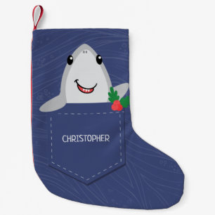 Calcetín Navideño Pequeño Navidades de tiburones haciendo cola