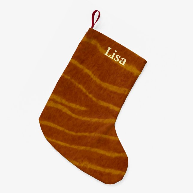 Calcetín Navideño Pequeño Navidades de tigres personalizados descansando (Frente (Colgado))