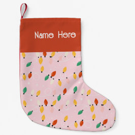 Calcetín Navideño Pequeño Navidades de vacaciones Luces Retro Mínimo Negrita