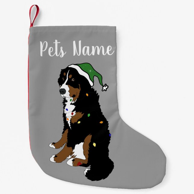 Calcetín Navideño Pequeño Navidades de vacaciones Perro de montaña Bernese (Anverso)