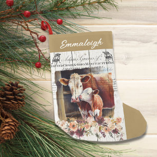Calcetín Navideño Pequeño Navidades de vacas de la granja Floral Hereford