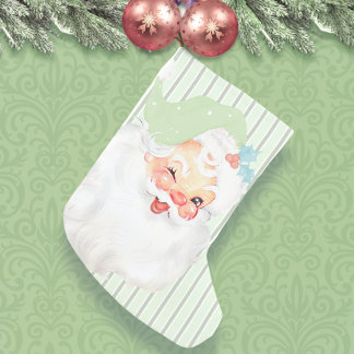 Calcetín Navideño Pequeño Navidades de Vintage Sage Green Santa Wink