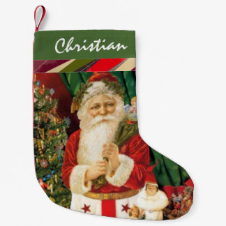 Calcetín Navideño Pequeño Navidades de Vintage Santa Claus se levantan