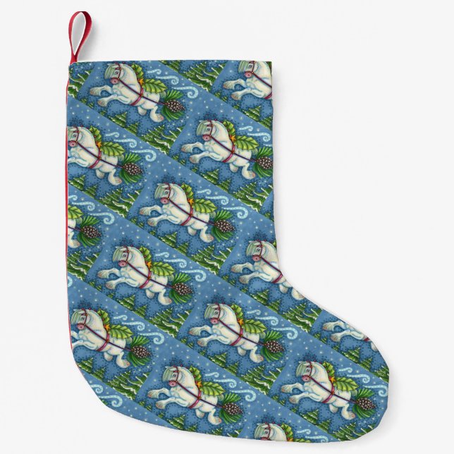 CALCETÍN NAVIDEÑO PEQUEÑO NAVIDADES DE VUELO CUTO PONY TOMANDO PINECONE SLEI (Anverso)