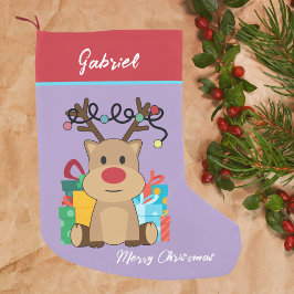 Calcetín Navideño Pequeño Navidades decoran el clásico del reno lindo