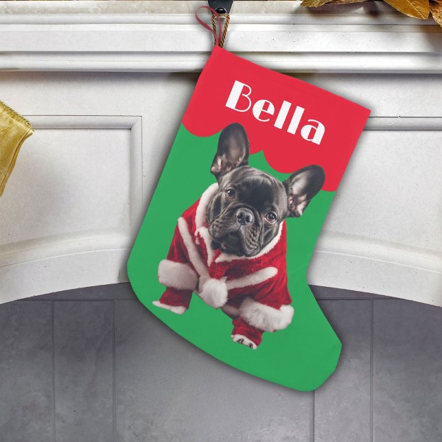 Calcetín Navideño Pequeño Navidades del Bulldog francés mascota perros lindo (Subido por el creador)