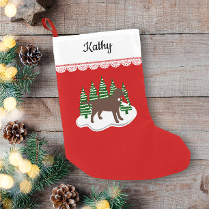 Calcetín Navideño Pequeño Navidades del chocolate Labrador Árboles eververde
