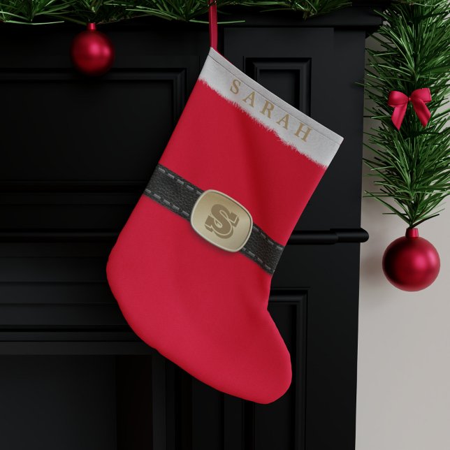 Calcetín Navideño Pequeño Navidades del Cinturón Belly Santa Suit de niños r (Fun and festive traditional red and white christmas stocking suitable for kids of all ages)