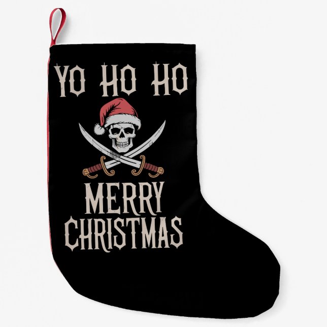 Calcetín Navideño Pequeño Navidades del Holiday Pirate Yo Ho Ho (Anverso)