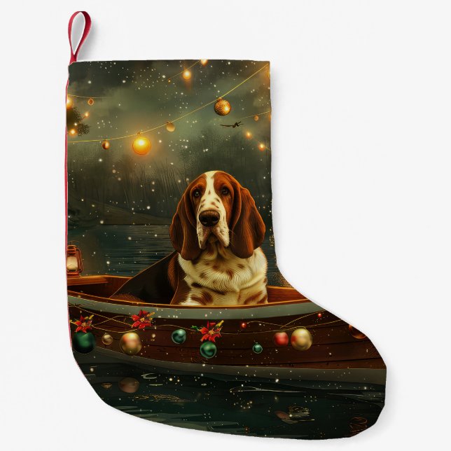 Calcetín Navideño Pequeño Navidades del Hound de Basset (Anverso)