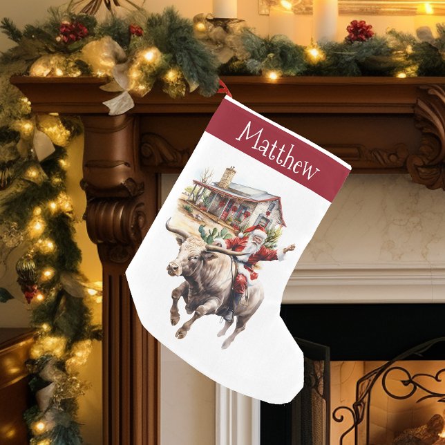 Calcetín Navideño Pequeño Navidades del oeste de Santa Cowboy en el suroeste (Subido por el creador)