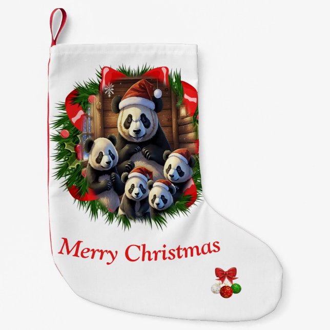 Calcetín Navideño Pequeño Navidades del oso panda Stocking (Anverso)