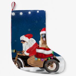 Calcetín Navideño Pequeño Navidades del Pastor Alemán Santa Claus