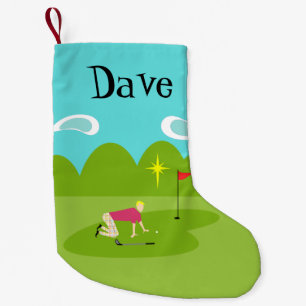 Calcetín Navideño Pequeño Navidades del Personalizable retro-golf en el aire