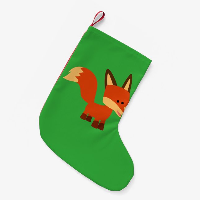 Calcetín Navideño Pequeño Navidades del Personalizado Fox de Astute (Frente (Colgado))