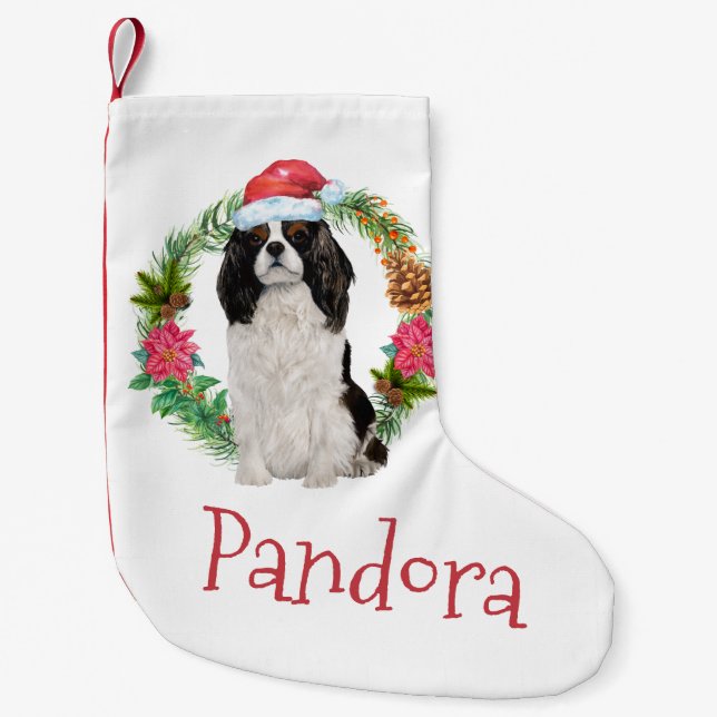 Calcetín Navideño Pequeño Navidades del rey Charles Cavalier spaniel II  (Anverso)