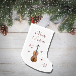 Calcetín Navideño Pequeño Navidades del violín de instrumentos musicales Sno