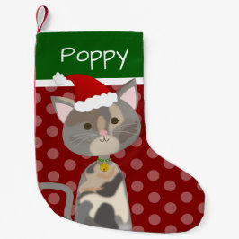 Calcetín Navideño Pequeño Navidades Dilute Calico Tortie Kitty