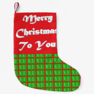 Calcetín Navideño Pequeño Navidades Diseñar verde rojo con texto grande