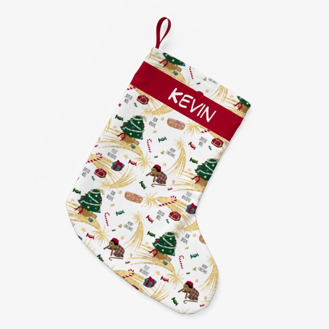 Calcetín Navideño Pequeño Navidades divertidos (Frente (Colgado))