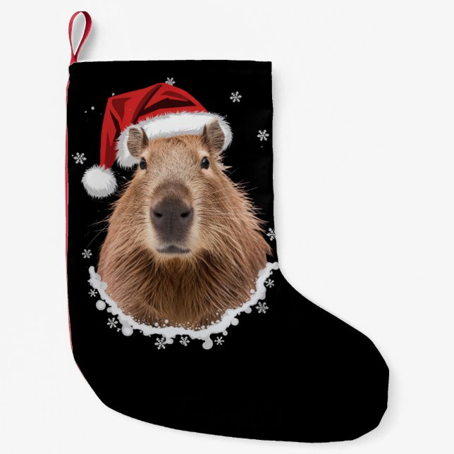 Calcetín Navideño Pequeño Navidades divertidos de Capybara (Anverso)