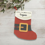Calcetín Navideño Pequeño Navidades divertidos Santa Claus He sido un buen P<br><div class="desc">¿Te visitará Santa este año? Ya sea que seas travieso o agradable, disemina alegría por las vacaciones con estos Navidades graciosos Stocking con un traje y texto personalizado de Papá Noel rojo, blanco y negro. En la parte superior, se lee "¡Santa, he estado bien!" (cambiar o borrar fácilmente) Añadir un...</div>